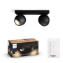 Spot LED Dublu Philips Hue Buckram, Bluetooth, 2xGU10, 2x5W, 700 lm, lumina alba (2200-6500K), IP20, 25.2x8.2cm, Metal, Negru, I