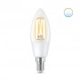 Bec LED inteligent vintage (decorativ) WiZ Connected Filament Clear C35 ,Wi-Fi, E14, 4.9W (40W), 470 lm, lumina alba (2700-6500K