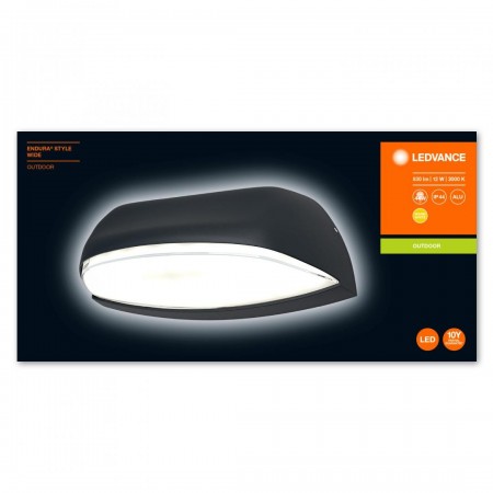 Aplica LED pentru exterior Ledvance Endura Style Wide, 12W, 530 lm, lumina calda (3000K), IP44, 210x90x86mm, aluminiu, Gri inchi