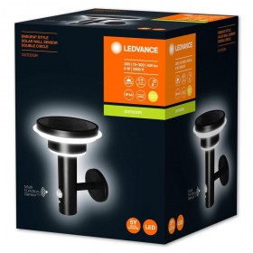 Aplica LED solara pentru exterior cu senzor de lumina si miscare Ledvance Endura Style Solar Wall Sensor Double Circle, 6W, 3.2 
