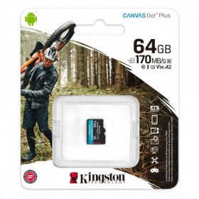 Card de Memorie MicroSDXC Kingston Canvas GO Plus, 64GB, Adaptor SD, Class 10