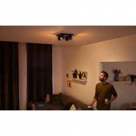Spot LED Cvadruplu Philips Hue Buckram, Bluetooth, 4xGU10, 4x5W, 1400 lm, lumina alba (2200-6500K), IP20, 24x24x10.3cm, Metal, N