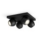Spot LED Cvadruplu Philips Hue Buckram, Bluetooth, 4xGU10, 4x5W, 1400 lm, lumina alba (2200-6500K), IP20, 24x24x10.3cm, Metal, N