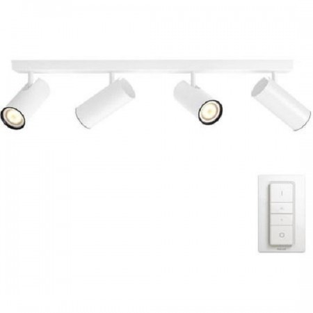 Spot LED Cvadruplu Philips Hue Buratto, Bluetooth, 4xGU10, 4x5W, 1400 lm, lumina alba (2200-6500K), IP20, 62.8x62.8x13.1cm, Meta