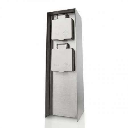 Priza pentru exterior Philips myGarden Rock, impamantare laterala, IP44, Inox