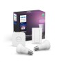 Pachet 2 Becuri LED RGB inteligente Philips Hue A60, E27, 9W (60W), 806 lm, lumina alba si color (2000-6500K) + Consola Hue Brid
