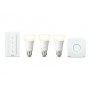 Pachet 3 Becuri LED inteligente Philips Hue A60, Bluetooth, E27, 9W (60W), 806 lm, lumina calda (2700K) + Consola Hue Bridge + I