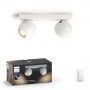 Spot LED Dublu Philips Hue Buckram, Bluetooth, 2xGU10, 2x5W, 700 lm, lumina alba (2200-6500K), IP20, 25.2x8.2cm, Metal, Alb, Int