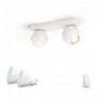 Spot LED Dublu Philips Hue Buckram, Bluetooth, 2xGU10, 2x5W, 700 lm, lumina alba (2200-6500K), IP20, 25.2x8.2cm, Metal, Alb, Int