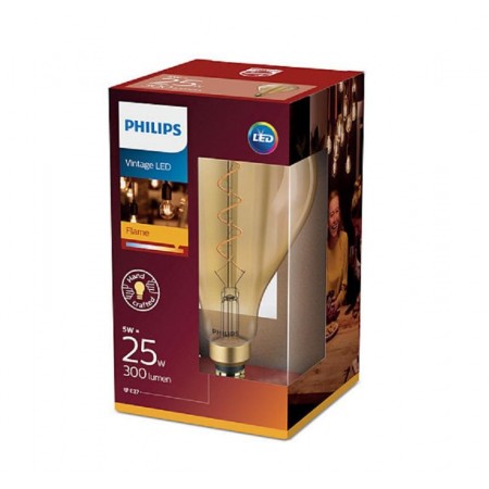 Bec LED vintage (decorativ) Philips Classic Gold Giant A160, EyeComfort, E27, 5W (25W), 300 lm, lumina calda (2700K), cu filamen