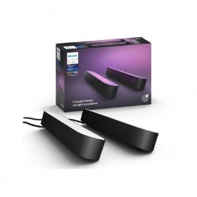 Pachet 2 Lampi LED RGB Philips Hue Play, 6.6W, 530 lm, lumina alba si color (2000-6500K), IP20, 25.3cm, Negru
