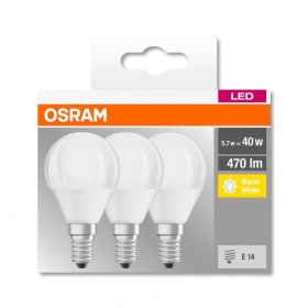 3 Becuri LED Osram Base Classic B, E14, 4.9W (40W), 470 lm, luminac...