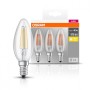 3 Becuri LED Osram Base Classic B, E14, 4W (40W), 470 lm, lumina calda (2700K), cu filament