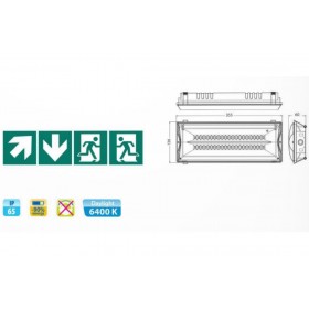 Lampa LED emergenta cu baterie Li-ion Vivalux CASTOR, 5W, 3.7V, 2200mAh, 350 lm, lumina rece (6400K), IP65, 5 pictograme, 350x11