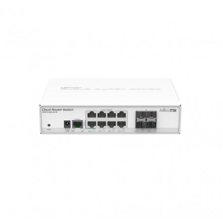 MikroTik Smart Switch, CRS112-8G-4S-IN 8x Gigabit Ethernet, 4x SFPcages, 400MHz CPU, 128MB RAM, desktop case, RouterOS L5