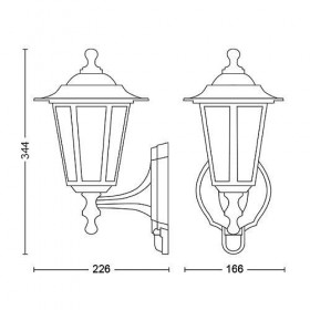 Aplica tip felinar pentru exterior cu senzor de miscare Philips Peking UP, 1xE27, max 60W, IP44, 220x175x370mm, Negru