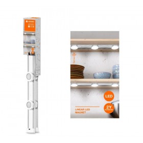 Aplica LED liniara Ledvance cu 3 spoturi aplicabile pe sina magnetica cu senzor de miscare, 9.5W, 600 lm, lumina neutra (4000K),