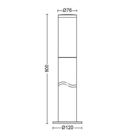 Stalp pentru iluminat exterior Philips Utrecht, 1xE27, max 20W, IP44, 800x120mm, Inox