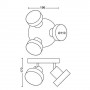 Spot LED Triplu Philips Bukko, 24V, 3x4.3W, 1200 lm, intensitate variabila, lumina calda (2200-2700K), IP20, 17x36.6cm, Metal, N