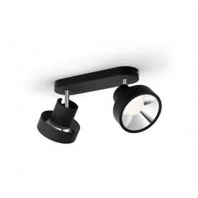 Spot LED Dublu Philips Bukko, 24V, 2x4.3W, 800 lm, intensitate variabila, lumina calda (2200-2700K), IP20, 17x36.6x11cm, Metal, 