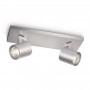 Spot Dublu Philips Runner, 2xGU10, 2x20W, IP20, 10.9x30.5x9cm, Metal, Argintiu