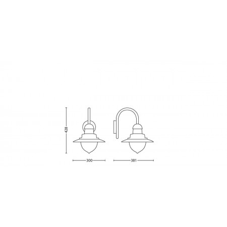 Aplica tip felinar pentru exterior Philips Raindrop, 1xE27, max 60W, IP44, 381x300x428mm, Negru