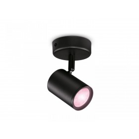 Spot LED RGB WiZ Imageo, Wi-Fi, Bluetooth, 4.9W, 345 lm, lumina alba si color (2200-6500K), IP20, Metal, Negru