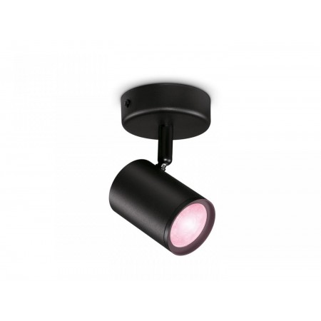 Spot LED RGB WiZ Imageo, Wi-Fi, Bluetooth, 4.9W, 345 lm, lumina alba si color (2200-6500K), IP20, Metal, Negru