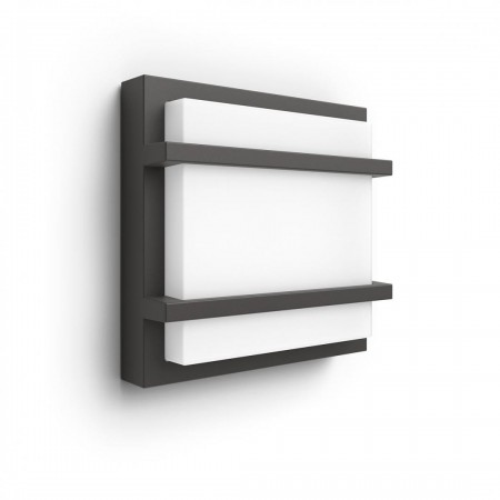 Aplica LED pentru exterior Philips Petronia, 12W (83W), 1200 lm, lumina calda (2700K), IP44, 190x190x53mm, Antracit