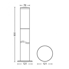 Stalp pentru iluminat exterior Philips Utrecht, 1xE27, max 20W, IP44, 800x120mm, Antracit