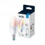 Bec LED RGB inteligent WiZ Connected Colors C37, Wi-Fi, E14, 4.9W (40W), 470 lm, lumina alba si color (2200-6500K), compatibil G