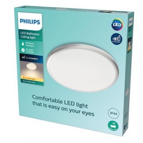 Plafoniera LED Philips Spray CL260, 17W, 1500 lm, lumina calda (2700K), IP44, 34.7cm, Metal/Plastic, Argintiu