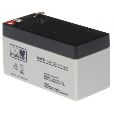 Acumulator AGM 1.3Ah 12V seria MW Power,MWS1.3-12,terminal de conexiune F1, dimensiuni 97x43x59 mm, greutate 0,57 kg