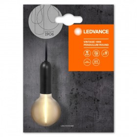 Pendul Ledvance Vintage 1906 Round Negru, E27, max. 15W LED, Metal, IP20, Ø100mm, cablu 1.5m, bec neinclus