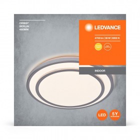 Plafoniera LED Ledvance Orbis Berlin 490, 36W, 4700 lm, lumina calda (3000K), IP20, Ø49cm, metal/plastic, Argintiu