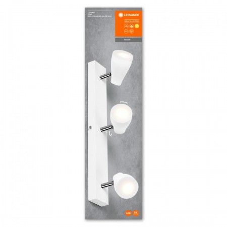 Spot LED triplu ajustabil Ledvance Pear, 3xGU10, 3x4.3W, 1050 lm, lumina calda (2700K), IP20, 444x131x60mm, metal/plastic, Alb