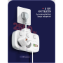 Prelungitor tip priza cu  protectie Serioux Quick Charge 3.0, parametri nominali: 2500W-10A(Max) 250V, Intrare: AC100-250V 10A 5