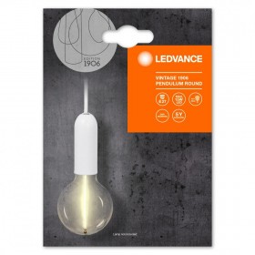 Pendul Ledvance Vintage 1906 Round Alb, E27, max. 15W LED, Metal, IP20, Ø100mm, cablu 1.5m, bec neinclus