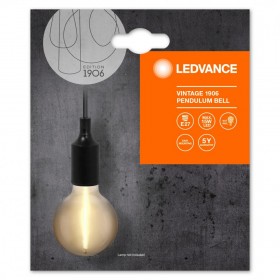 Pendul Ledvance Vintage 1906 Bell Negru, E27, max. 15W LED, Metal, IP20, Ø92mm, cablu 1m, bec neinclus