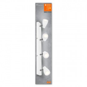 Spot LED cvadruplu ajustabil Ledvance Pear, 4xGU10, 4x4.3W, 1400 lm, lumina calda (2700K), IP20, 614x131x60mm, metal/plastic, Al