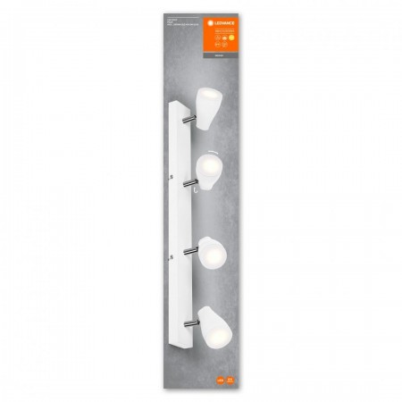 Spot LED cvadruplu ajustabil Ledvance Pear, 4xGU10, 4x4.3W, 1400 lm, lumina calda (2700K), IP20, 614x131x60mm, metal/plastic, Al
