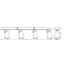 Spot LED cvadruplu ajustabil Ledvance Pear, 4xGU10, 4x4.3W, 1400 lm, lumina calda (2700K), IP20, 614x131x60mm, metal/plastic, Al