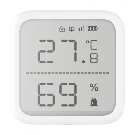 Detector de temperatura si umiditate wireless Hikvision DS-PDTPH-E-WE, seria AXPRO, design modular pentru diferite aplicatii, co
