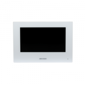 Monitor videointerfon WIFI 7inch color Hikvision DS-KH6320-WTE2-W conectare pe 2 fire, carcasa de culoare alba, ecran LCD 7 colo