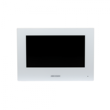Monitor videointerfon WIFI 7inch color Hikvision DS-KH6320-WTE2-W conectare pe 2 fire, carcasa de culoare alba, ecran LCD 7 colo