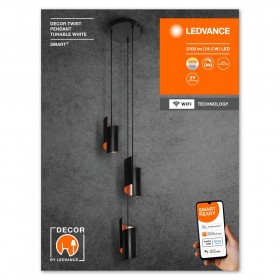 Pendul LED inteligent Ledvance SMART+ WiFi DECOR TWIST, 24.5W, 2100 lm, lumina alba (3000-6500K), dimabila, IP20, Ø265x1500mm, N
