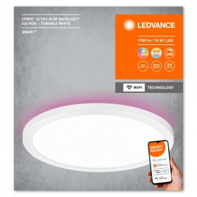 Plafoniera LED RGB inteligenta Ledvance Smart+ WiFi ORBIS ULTRA SLIM BACKLIGHT, 19W, 1790 lm, lumina alba si color (2700-6500K),