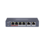 Switch Hikvision DS-3E0106P-E-M, Switching capacity 1.6 Gbps, 4 x 10/100Mbps PoE ports, and and 2 × 10/100Mbps RJ45 ports, MAC a