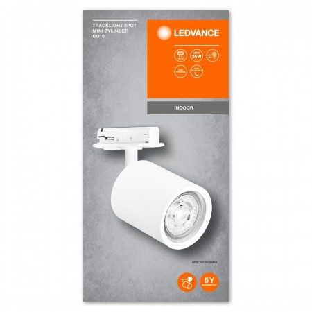 Spot cu montaj pe sina Ledvance TRACKLIGHT MINI CYLINDER, 1xGU10 (neinclus), max 35W, IP20, reglabil, Ø65x135mm, Alb