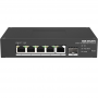 Switch PoE Hikvision DS-3T1306P-SI/HS: 4 × 10/100 Mbps PoE port,1 × Gigabit RJ45 port,1 × Gigabit fiber optical port, PoE: Ports